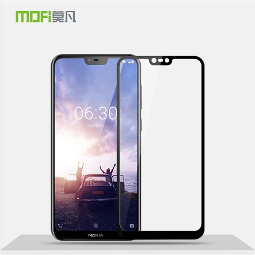 Protecteur écran en verre trempé 9H 2.5D edge arc en plein écran noir pour votre Nokia X6 (2018)