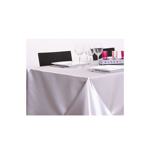 Nappe rectangulaire brillante 140 x 240 cm - Argentée