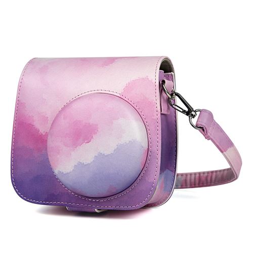 Étui en cuir PU antichoc pour Fujifilm Instax Mini 8 / 8+ / 9 - Rose&Violet