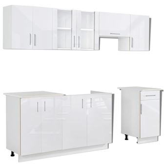 Vidaxl Set De 7 Meubles Cuisine Blanc Brillant 240 Cm Achat