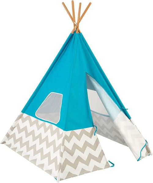 Tipi - turquoise à chevron gris et blanc