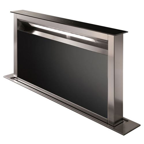 Airlux AHV972BK - Hotte - Courant descendant télescopique - Niche - largeur : 81.2 cm - profondeur : 10.9 cm - evacuation & recyclage - verre inox/noir