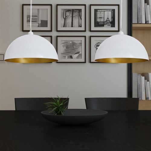 Plafonnier 2 pcs Hauteur r&eacute;glable Semi-sph&eacute;rique Blanc vidaXL - Blanc
