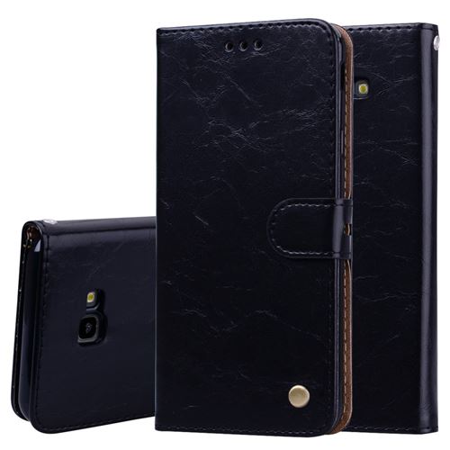 Etui en PU cire à l'huile noir pour votre Samsung Galaxy J4+