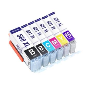 6 Cartouches Compatibles Canon PGI-580XXL CLI-581XXL – Multicouleur – Neuf