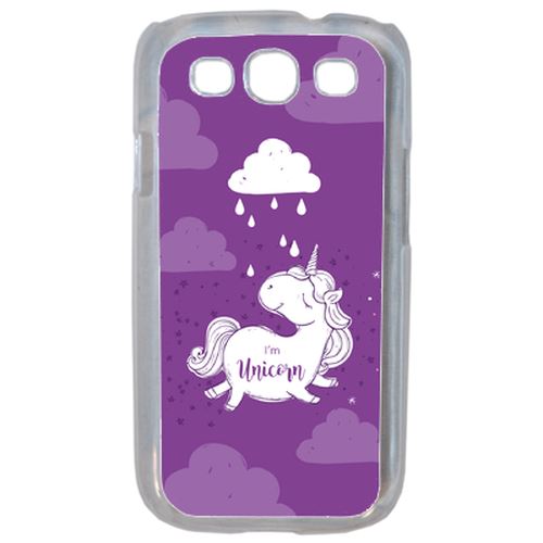 Coque Unicorne Nuage Fond Mauve Compatible Samsung S3 Transparent