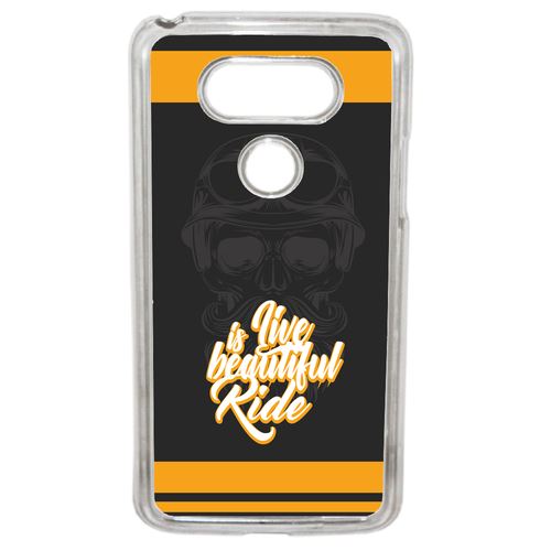 Coque Life Is Beautiful Ride Tete Entiere Fond Noir Et Orange Compatible Lg G5 Transparent