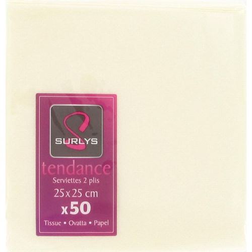 50 serviettes cocktail 25*25 - ivoire