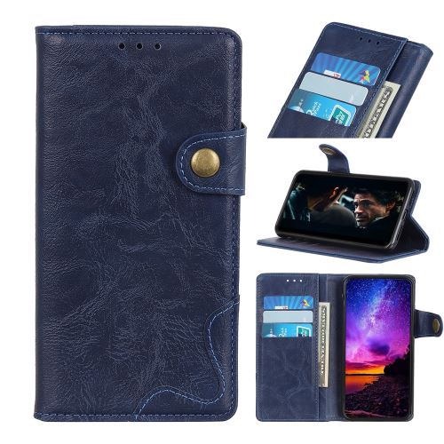 Etui en PU crazy horse en forme de S avec support bleu pour votre Motorola P40 Power