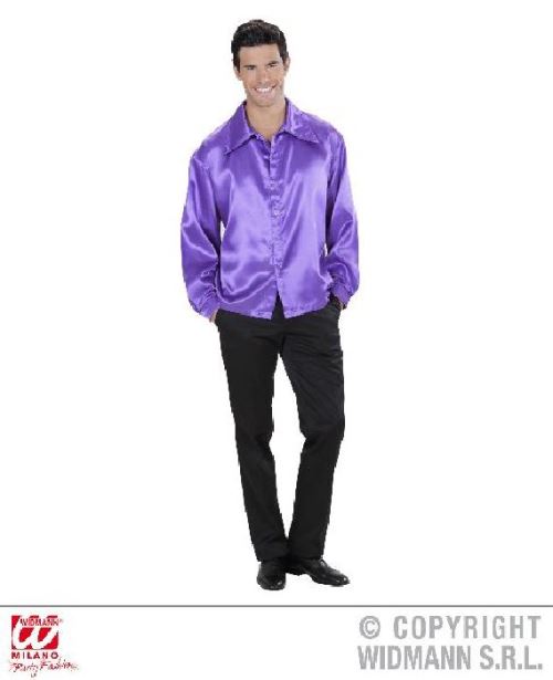 Chemise violette homme satinée-L