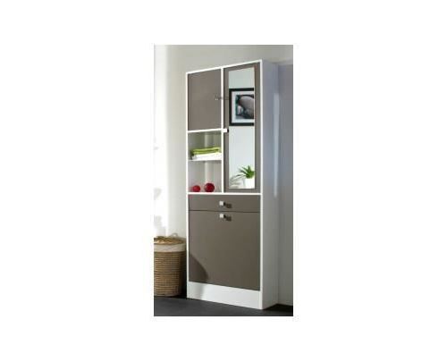 Armoire de toilette L 60 cm - Blanc et taupe mat - GALET