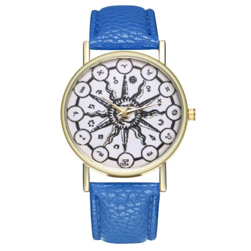 Montre mâle personnalité créatrice couple festival cadeaux anniversaire cadeau montre à quartz en cuir T254-ABleu foncé