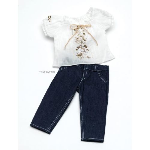 Chic Peasant Jeans Blouse - Fits 18 American Girl Dolls
