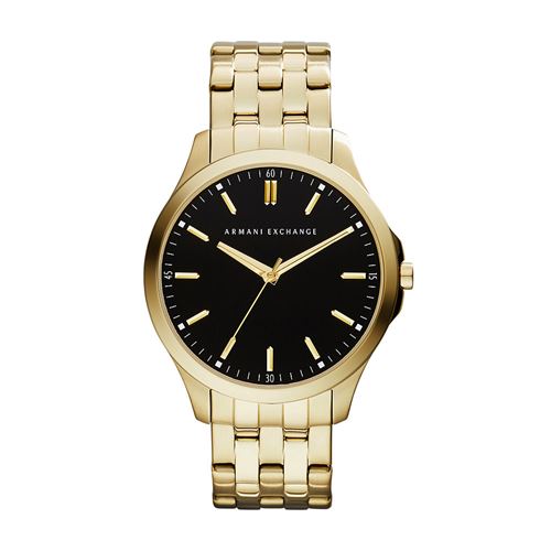 Montre Armani Exchange à trois aiguilles en acier inoxydable, dorée, pour homme, AX2145