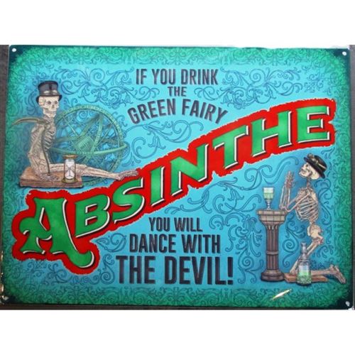 plaque absinthe green fairy dance with devil tole bar diner