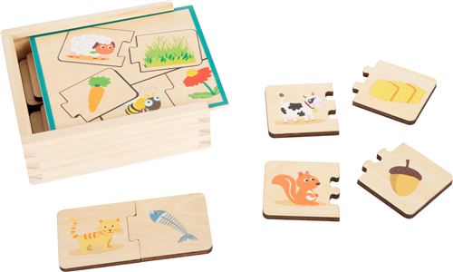 Small Foot jeu de puzzle animaux et manger du bois junior 20 pièces