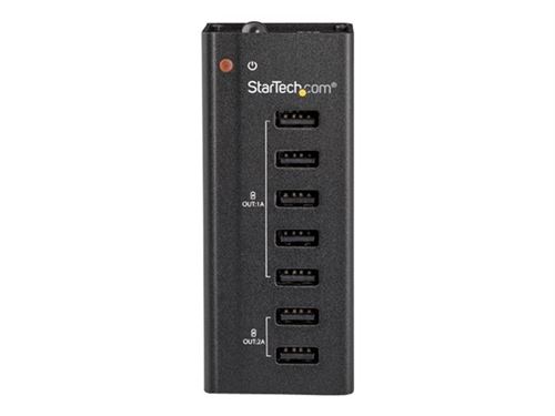 StarTech.com Station de charge universelle USB - 2 ports 2A et 5 ports 1A - Dock de recharge autonome avec fixation murale (ST7C51224EU) - Bande de charge + adaptateur secteur - 5 A - 7 connecteurs de sortie (USB) - noir