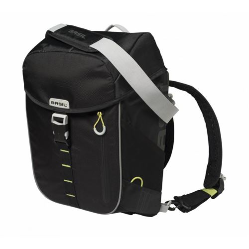 Sacoche arriere velo laterale basil miles daypack lateral droit-gauche waterproof 14l fluo Noir liseret jaune