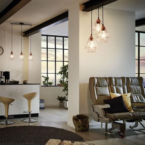 Triple suspension géométrique Tarbes L79 cm - Cuivre