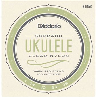 Cordes D'Addario EJ65S Pour Ukulélé Soprano - Nylon Et Aluminium, Intonation Parfaite