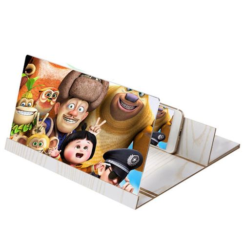 Loupe de support se pliante d'amplificateur visuel de l'écran 3D du téléphone portable HD en bois Blanc