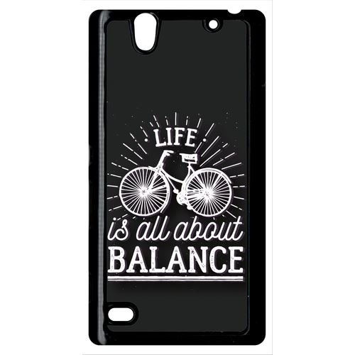 Coque Life Il All About Balance Fond Noir Compatible Sony Xperia C4 Transparent