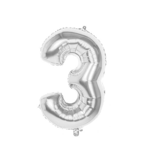 ballon argent alu chiffre 3