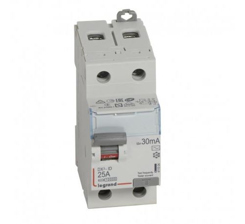 Interrupteur diff&eacute;rentiel - 25A - 30mA - Type AC - 230V - Vis/vis - Haut/bas