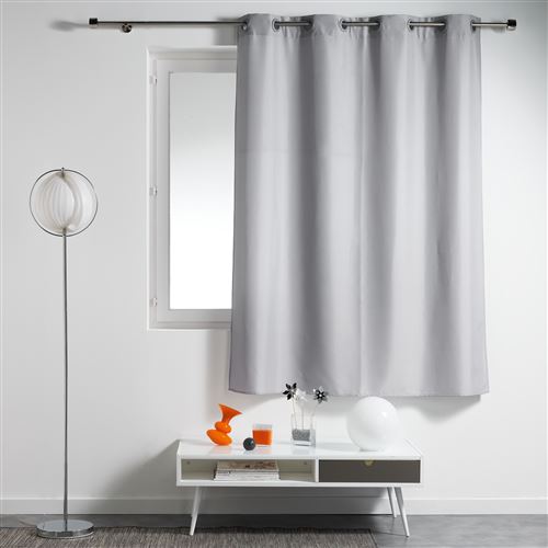 Rideau a oeillets plastique 140 x 180 cm polyester uni essentiel Gris