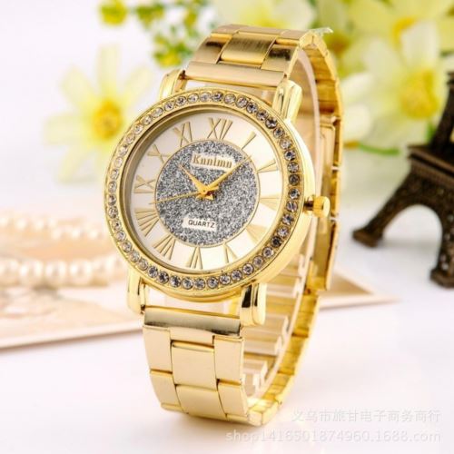 Montre Femme Bracelet Quartz Rhinestone Inox #31 Doré