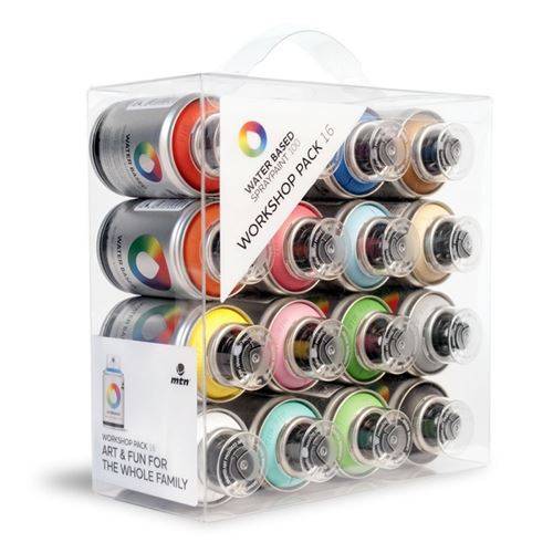 Lot de bombes de peinture - 16 couleurs - water based - Mtn