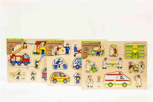 Puzzle bois police / ambulance / pompiers 30x22cm