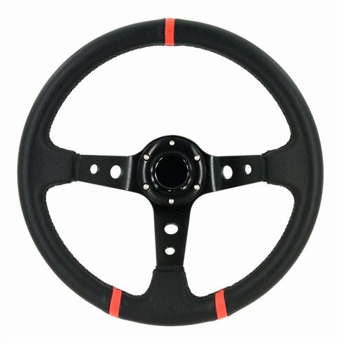 AutoStyle guidon de sport Deep Dish Ø35 cm alu/PU cuir noir noir
