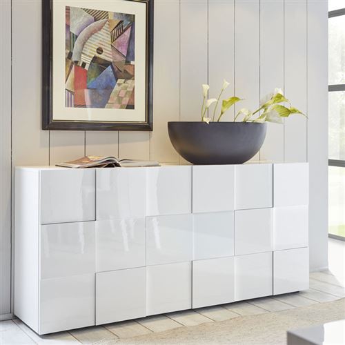 Buffet 3 portes Laqué Blanc brillant - TICATO