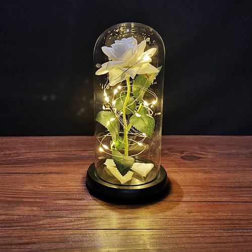 Cadeau Rose Eternelle sous Cloche, Rose Fleur Artificielle avec