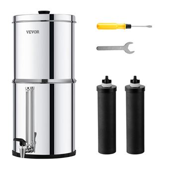 VEVOR Système de Filtration d'Eau Gravité Réduit Le Plomb Et 99% Du Chlore 2 Filtres 8,5L - 1