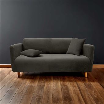 Housse de Canapé en Tissu Gaufré "Sacha" 230cm Anthracite - 1