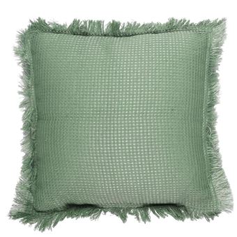 Coussin 40x40 cm déhoussable en coton style gaufré coloris vert sauge -  - ALTOBUY - 1