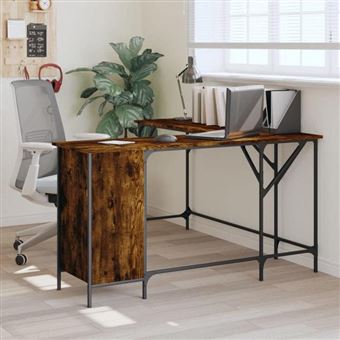 vidaXL Bureau, Table d'Ordinateur avec Rangement, Bureau d'Ordinateur avec Pieds, Table d'Écriture Chambre, Industriel, 837599 - 1