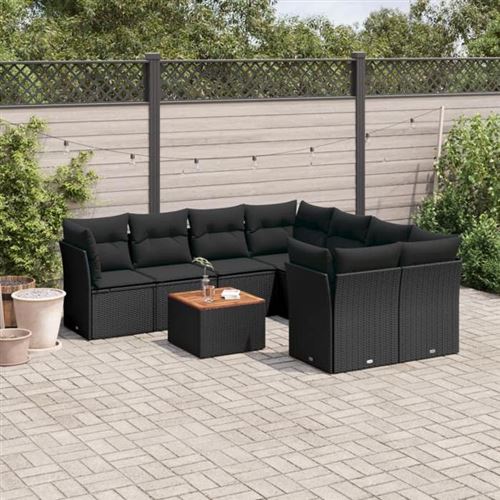 Non Communiqué Noir Salon De Jardin Modulable Vidaxl Resine Tressee 9 Pieces 8 Personnes