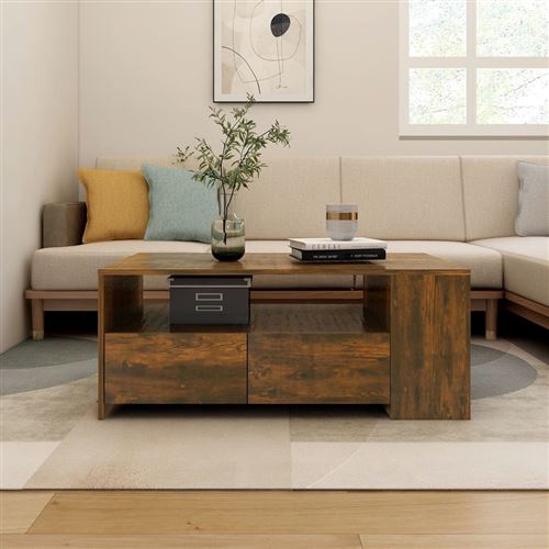 VIDAXL - Table basse - Chêne fumé - 102 x 55 x 42 cm - Image 2