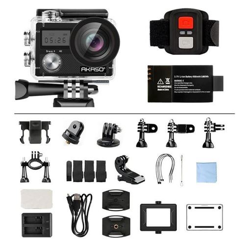 Caméra sport Akaso Caméra Sport Brave 4 Pro SE 4K 20MP étanche 40M 5X Zoom  Deux Écrans Support External Mic WiFi EIS 2.0 Noir