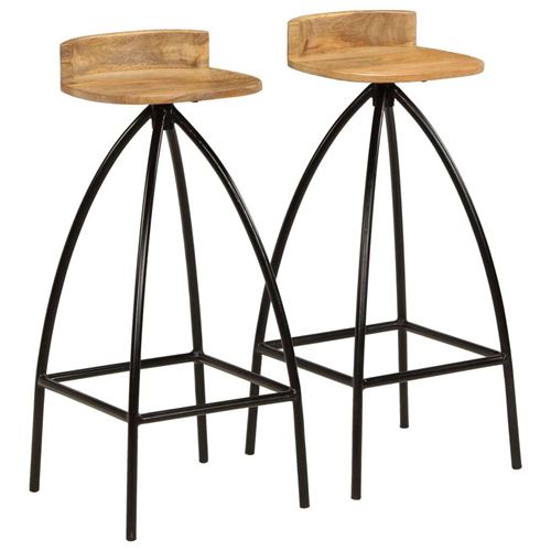 vidaXL Chaises de bar 2 pcs Bois de manguier solide
