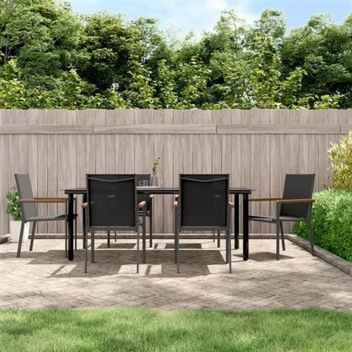 Non Communiqué Noir Vidaxl Ensemble À Manger De Jardin 7 Pcs Textilène Et Acier 3187047