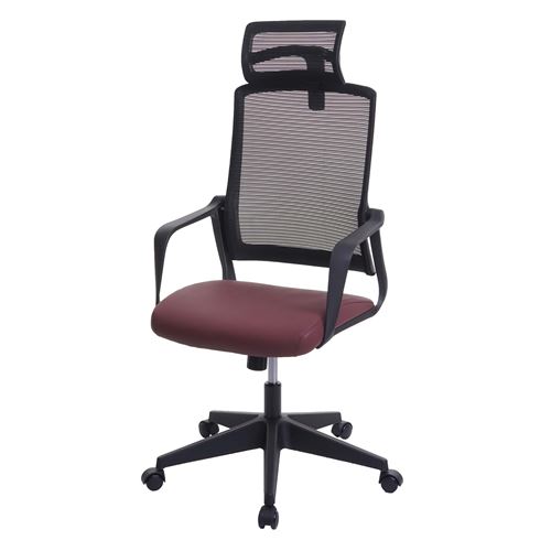 Chaise de bureau MENDLER HWC-J52 appui-tête ergonomique similicuir bordeaux