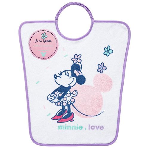 disney bavoir maternelle minnie confettis - imprimé je m'appelle - 35 x 38 cm - elastique et éponge