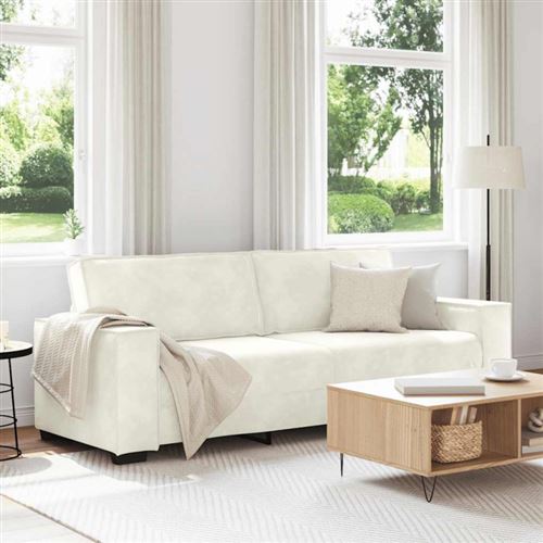 Vidaxl Canapé À 3 Places Crème 180 Cm Velours - Image 2