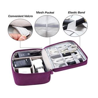 Sac De Rangement Câbles Et Accessoires électroniques - Organisation Voyage - Protection EVA - Gris