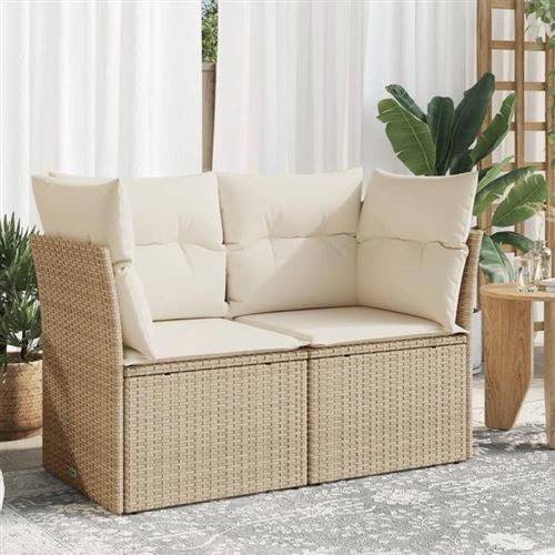 VIDAXL - Canapé de jardin - 2 places - Beige - Image 3