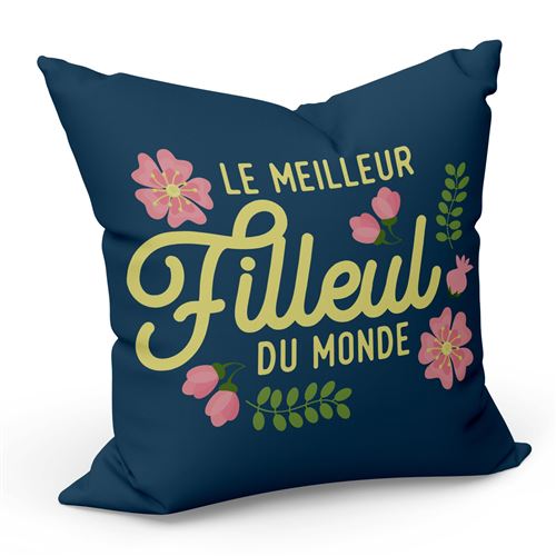 Fabulous Coussin Bleu Le Meilleur Filleul du Monde [40x40 cm]